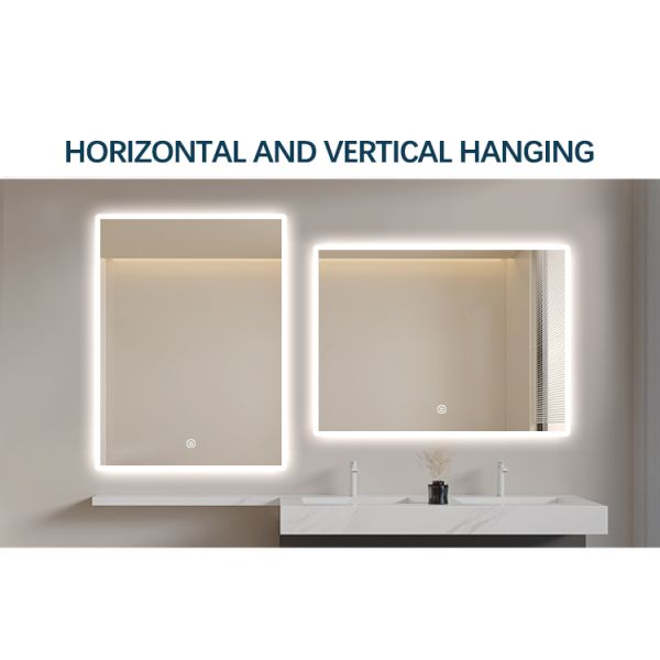 Dimmable Bathroom Mirror Frameless Wall Defogger LED Mirror With Light Color Change
