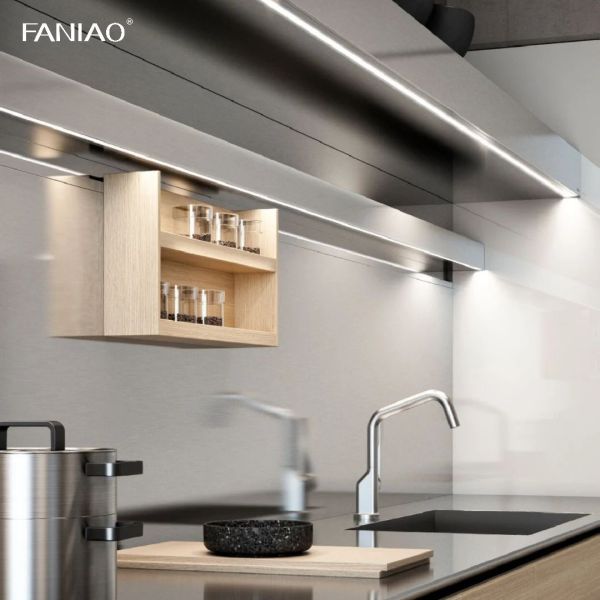 New Smart Kitchen Stainless Cabinet Wood Grain High Gloss Kitchen Cabinets Design For Villa