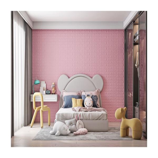Girls Room Pink Wall Paper 3D Wallpaper Sticker with Adhesive and Mould-Proof Function