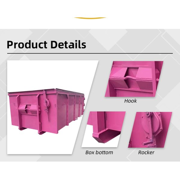 Carbon Steel Hook Lift Bin Industrial Roll On Roll Off Skip Outdoor Truck Scrap Containers