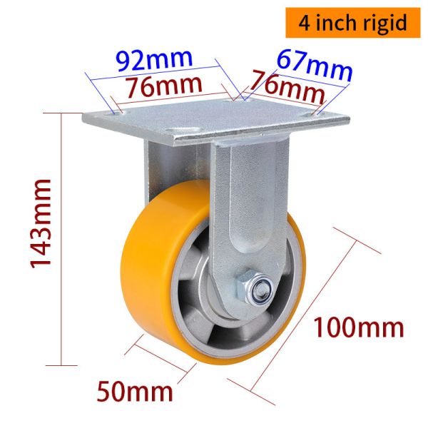 Aluminum 4 Caster Wheels Heavy Duty Castors Zinc Coating 100mm