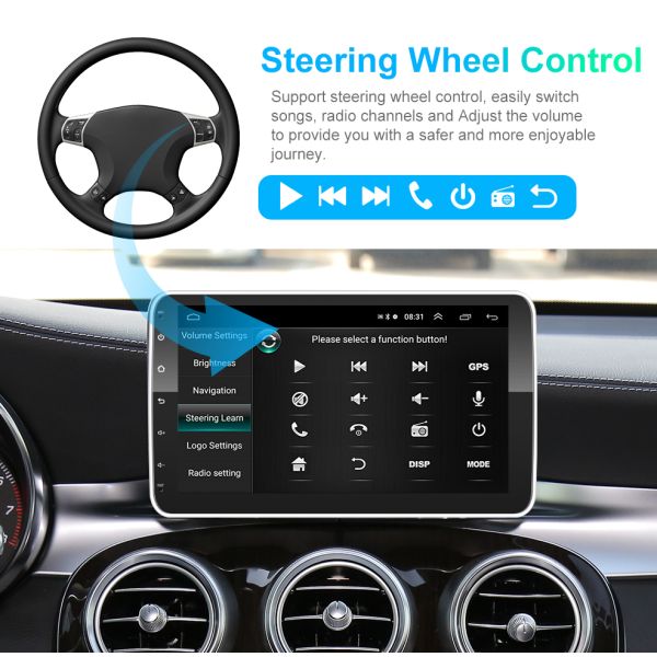 10 дюймовый вращающийся экран 1 Дини Android автомобильный мультимедийный проигрыватель с управлением рулем