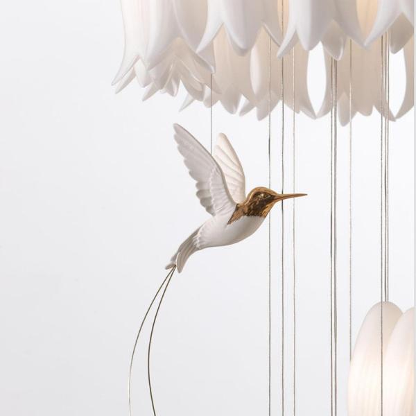 Luz frente e verso cerâmica luxuosa da sala de jantar da sala de visitas de Tulip Bird Chandelier Staircase Villa