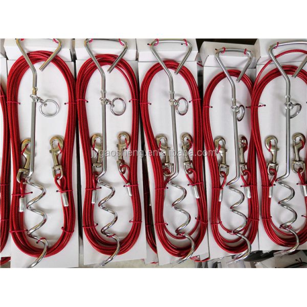 Pet Leash Dog Tie Out Cable And Stake Up To 90lbs PVC Coated