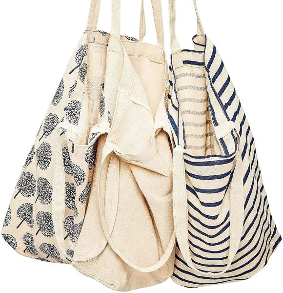 Cotton Canvas Cloth Reusable Tote Bags for Grocer, Shopping 15x16.5 inches