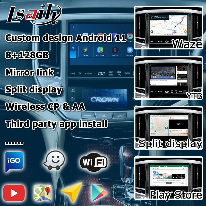8+128GB Toyota Crown Android Carplay интерфейс 14-го поколения AWS214 GWS215 S210 на базе Qualcomm