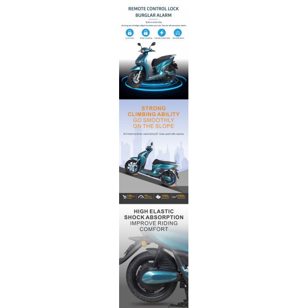Light 45 Mph Moped Electric Adult Commuter Scooter Motorcycle 1500W