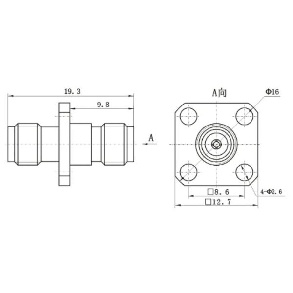 Stainless Steel 2.92mm K Female Four Hole Flange Panel (MMW)Millimeter Wave Adapter