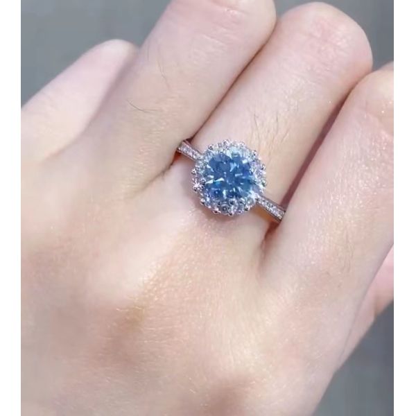 Замужество / Свадьба Лаборатория выращенный бриллиант ювелирные изделия Синий круг 2 каратный мужской бриллиантовый кольцо