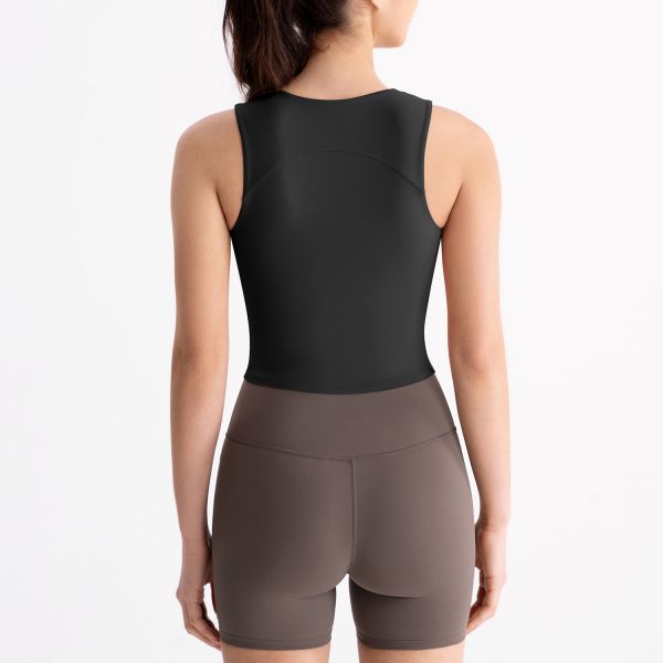 Fuchsia Women's Yoga Tank Top Sleeveless with Sculpting Gray High Waisted Biker Shorts