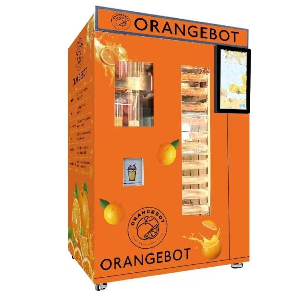 冷却装置が付いているノートの支払のオレンジ ジュースの自動販売機