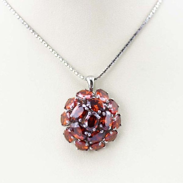 Fashion Sterling Silver Yellow Citrine Cubic Zircon Pendant Charm Necklace (FP052)