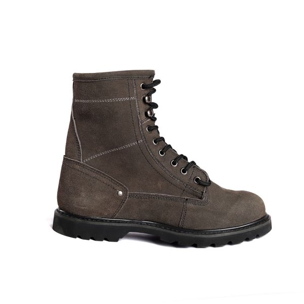 Split Cow Leather Fabric Steel Toe Cap Shock Absorbing Cut PU Sole Men'S Safety Shoes