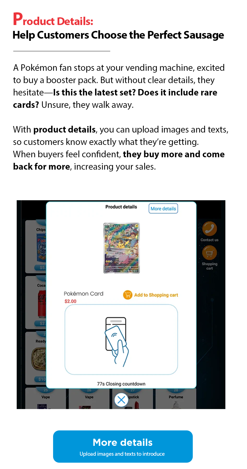 Big Touch Screen TCG Pokémon Card Vending Machine With Card Reader and Customized Sticker