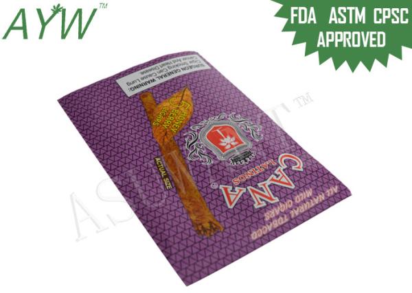 Heat Sealed Smell Resistant Bags For CANA Vape Cigar , Odorless Bags For Electronic Cigarette Packaging