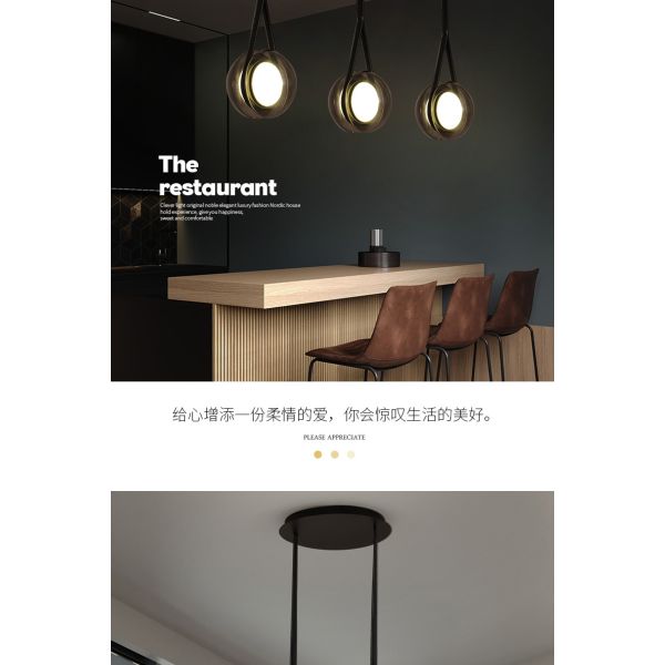 Nordic Modern Pendant Lights Glass Leather Belt Yo-yo Hanging Lamp(WH-GP-168)