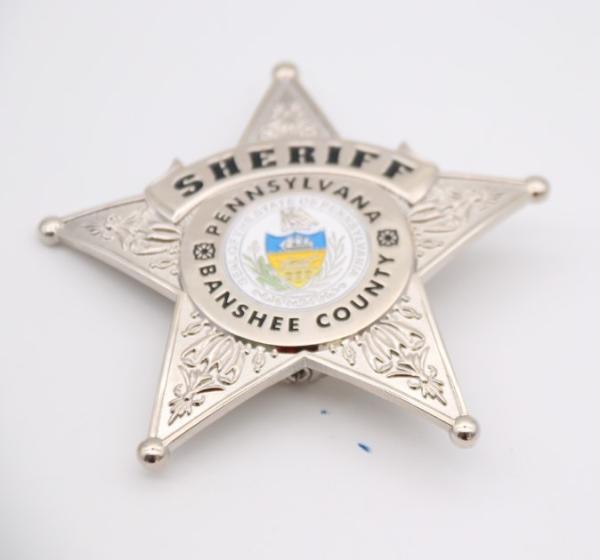 2.75inch Shinny Silver Plating Custom police badge with custom logo