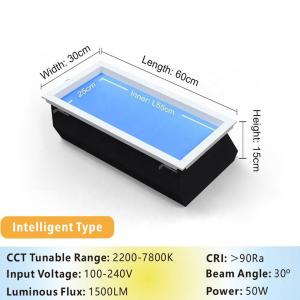 スマートLEDスカイライトパネル、40W、2100-7800K CCT、調光可能、APP & リモコン制御、日の出から日没シミュレーション