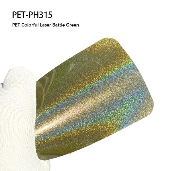 PET-PH315 PET Laser Battle Green Car Vinyl Wrap Sticker Anti Scratch Colorful