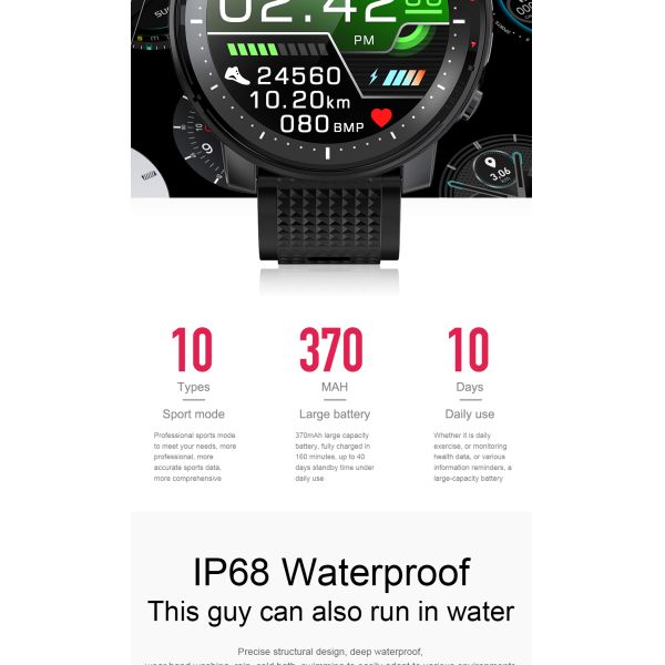 L15 резвится дозор фитнеса отслежывателя IP68 фитнеса водоустойчивый с монитором кислорода