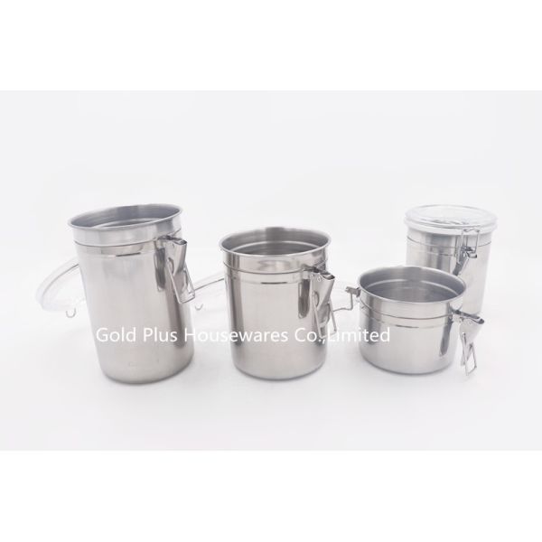 Household Stainless Steel Canister Set Kitchen PP Lid Food Bottle Set