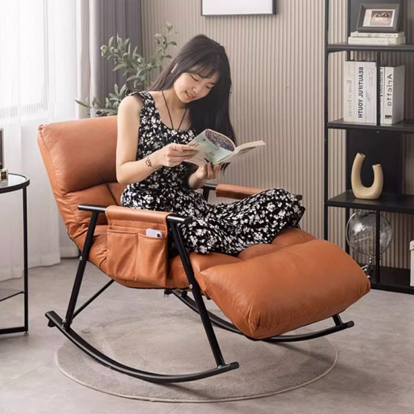 Rocking Chair Living Room Bedroom Lounge Armchair Comfy Accent ,Folding Small Sofa with Side Pockets