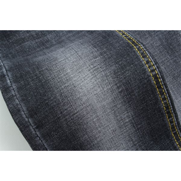 Supreme Quality Dark Black Crosshatch Slub Stretch Denim Fabric For Men Jeans