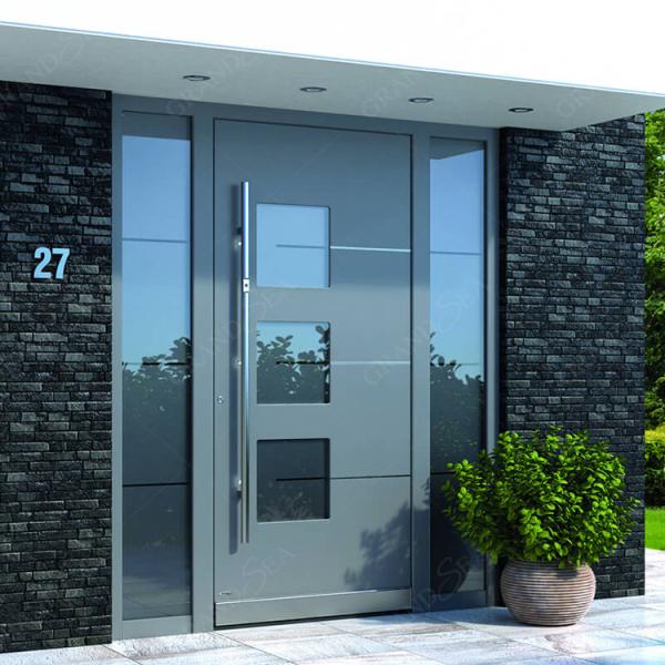 Modern American Luxury Black House Main Exterior Security Stainless Steel Front Entry Doors With Smart Lock