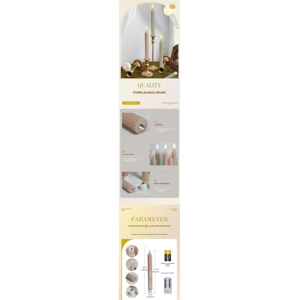 Morandi Color Flameless Taper Candles OEM Electric Wax Candles Remote Control