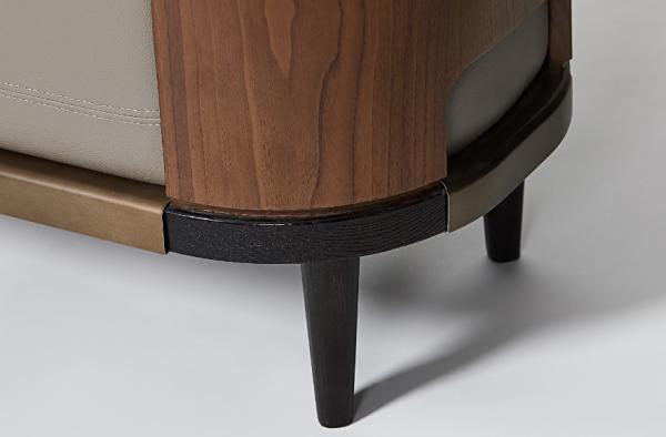 Ritz Carlton Hotel Upholstered Bedroom Bench Walnut Wood Finish