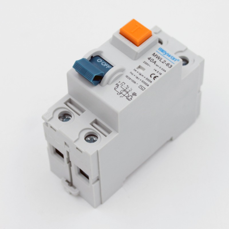 25A 40A 63A Electromagnetic Type RCBO Residual Current Operated Circuit with 2 Pole Rccb Miniature Circuit Breakers AC Type a