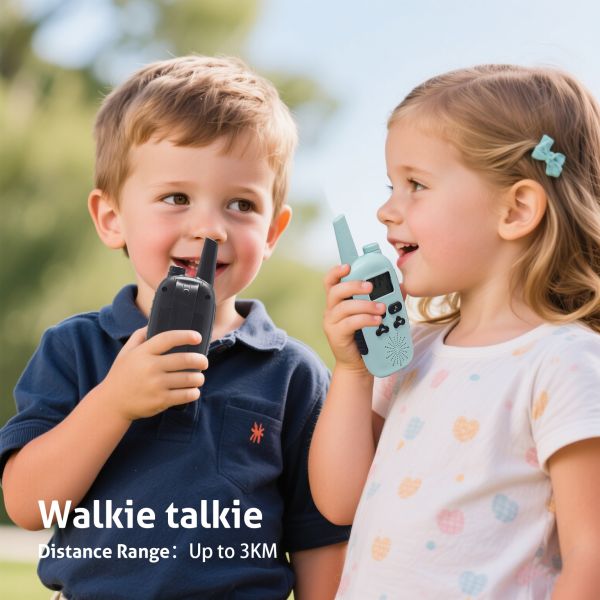 0.5W walkie talkie 3-5km Batería recargable de rango extendido para niños Walkie Talkies fabricante- 8/22 canal portátil de dos vías de radio pantalla LCD