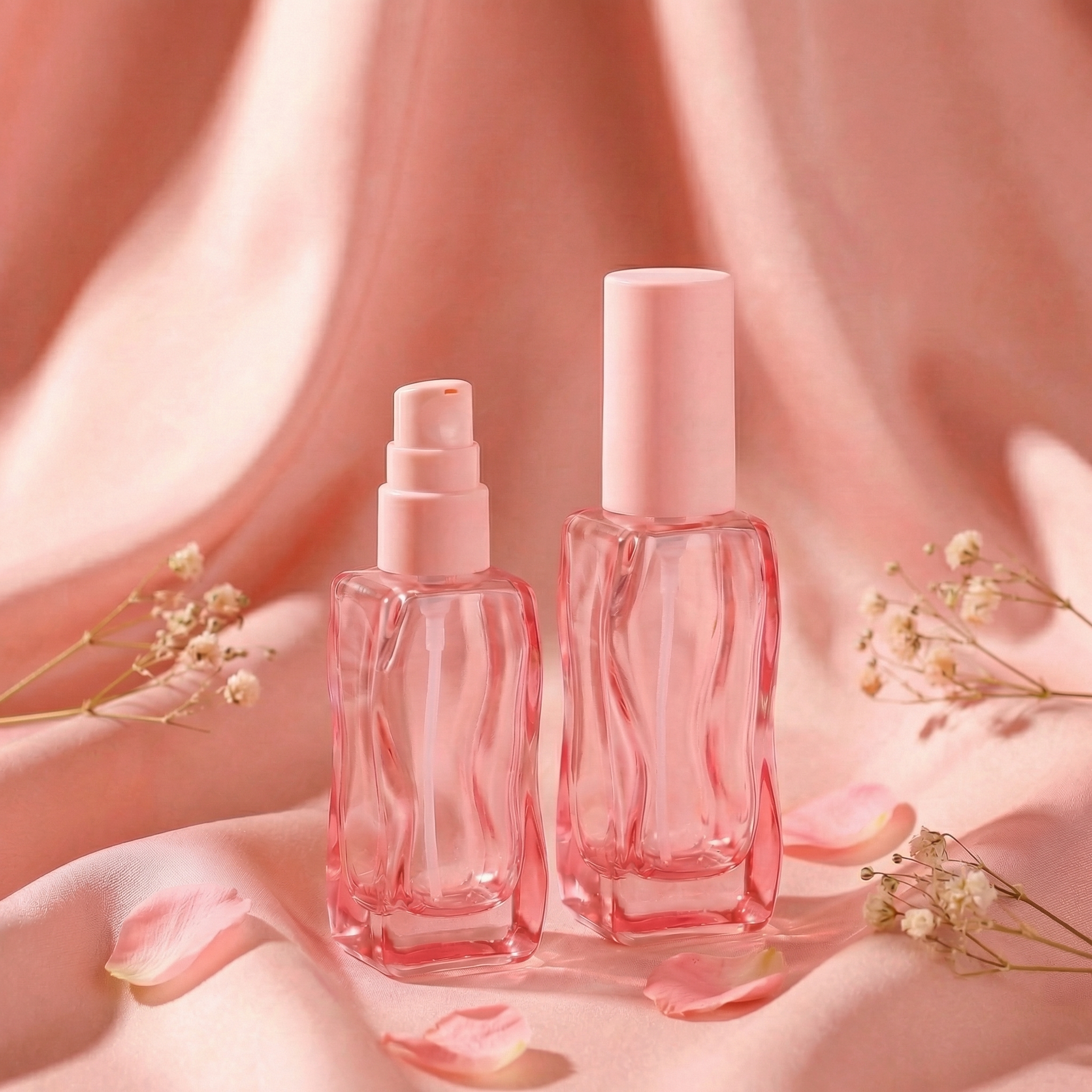Empty Glass Lotion Pump Bottles 125ml Square Cosmetic Skincare Body Lotion