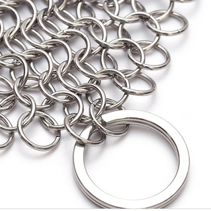 316‑Stainless‑Steel Ring‑Made Chainmail Scrubber, Metal Cleaning Net For Kitchen