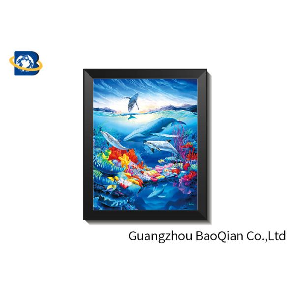 High Definition 3D 5D Lenticular Dolphin Pictures With Black PS Frame