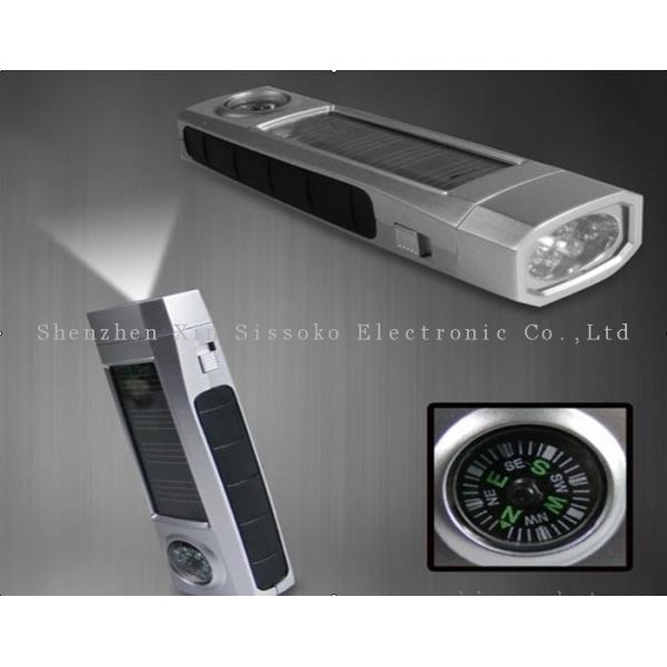 OEM logo rechargeable 600mAh 5LED plastic solar powered led flashlight / torch