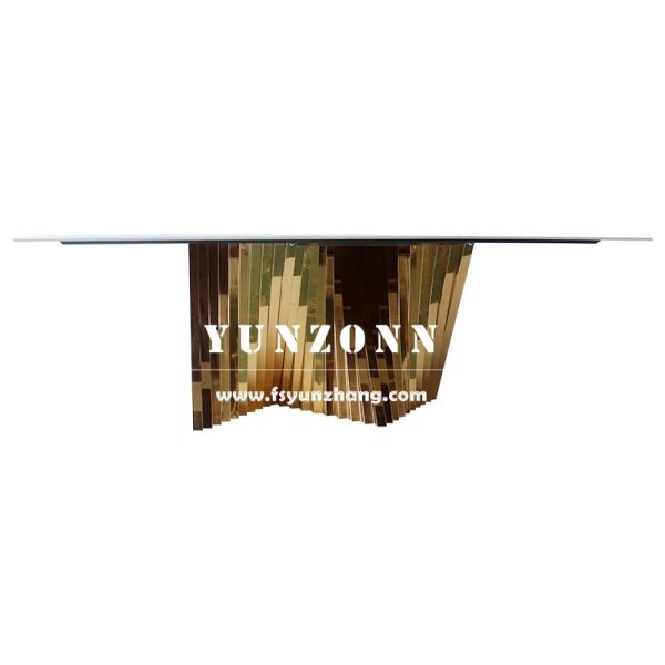 Luxury High Quality Gold/Silver Stainless Steel Wedding Dining Table with Tempered Glass Table Top