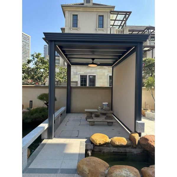 Outdoor Intelligent Adjustable Garden Aluminum Pergola With Waterproof Zip Blinds