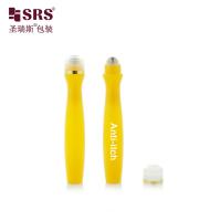 SRS8447-15ML Injection Blowing Yellow Glossy PETG Plastic Roll On Steel Roller Ball Bottle Anti-Itch Liquid Applicator