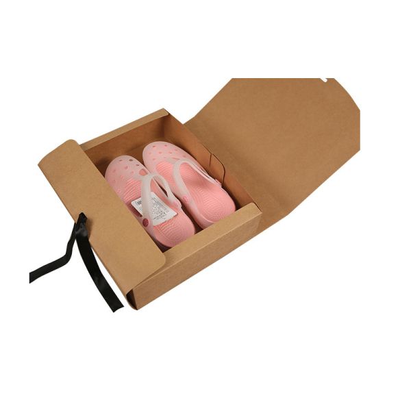 Cheap kids slipper packaging box with ribbon children's sandal shoes packaging