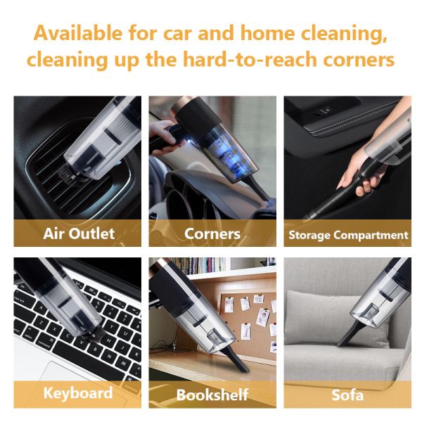 120W Rechargeable Wireless Handheld Car Vacuum Cleaner Mini Cyclone Strong Suction