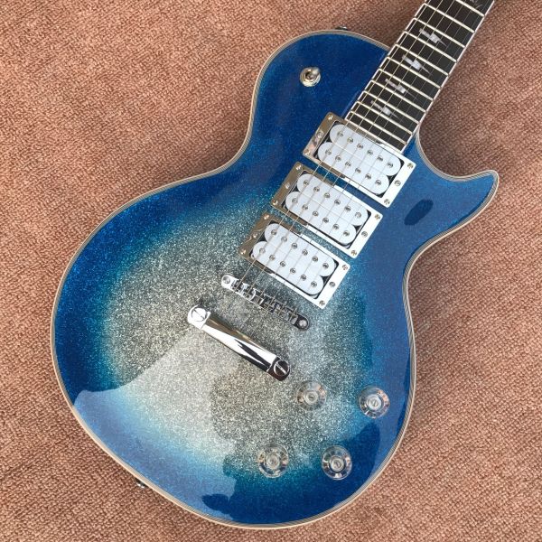 New high quality big silver powder silver hardware 3 pickup trucks and 6 strings electric guitar