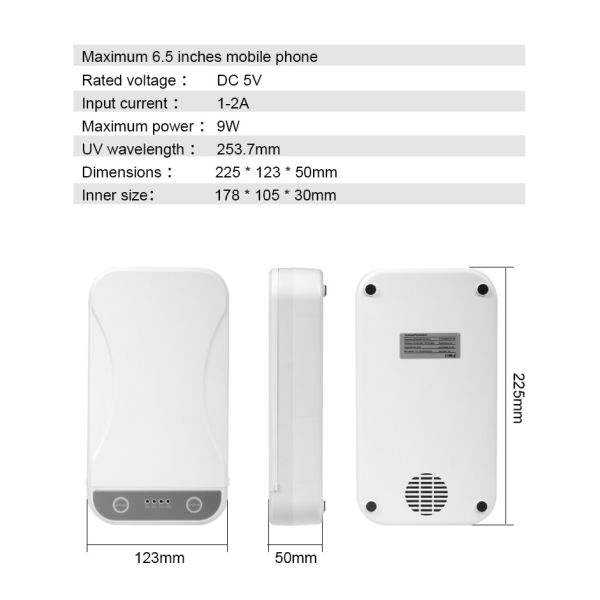 99.9% Kill Bacteria Mobile Phone Disinfection Box Esterilizadora Telefono UV