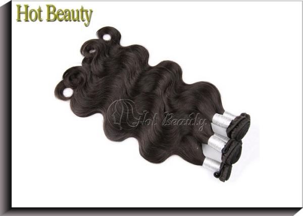 Black Peruvian Virgin Remy Human Hair Extensions Body Wave Type