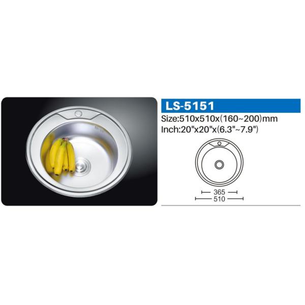 Food Grade Stainless Steel Kitchen Sink Workstation Round Basin 36 Inch