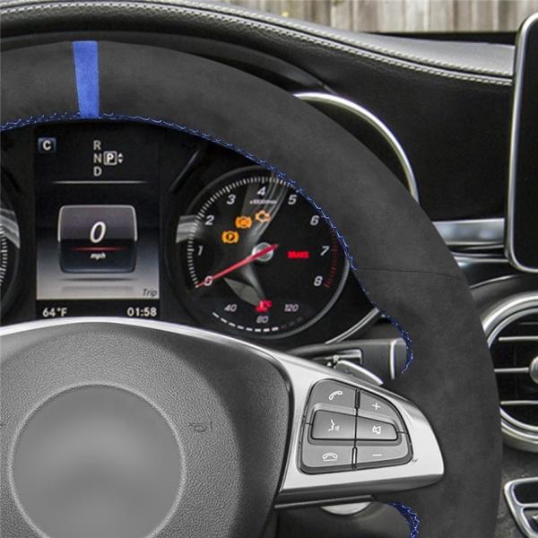 MEWANT Alcantera Steering Wheel Cover for Mercedes C E S SL GLC GLE CLA CLS Class AMG