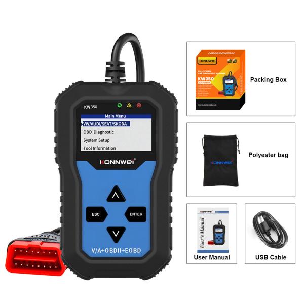 2.4 Inches ABS SRS BAT Car Diagnostic Scanner KONNWEI KW350 for VW Audi Skoda Seat