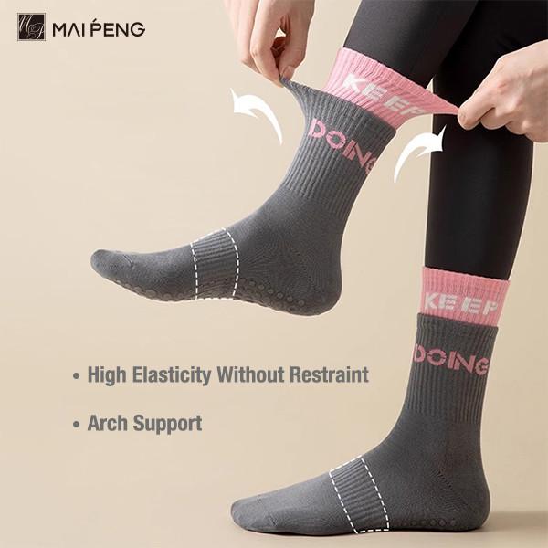 Custom Logo Fitness Anti Slip Grip Socks Floor Pilates Sports Women Yoga Socks