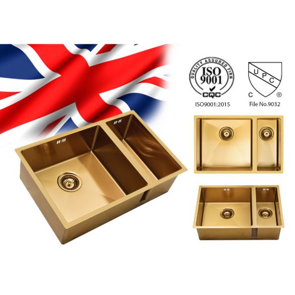 Fregadero de cocina nano del acero inoxidable de Undermount del oro de PVD sin el grifo