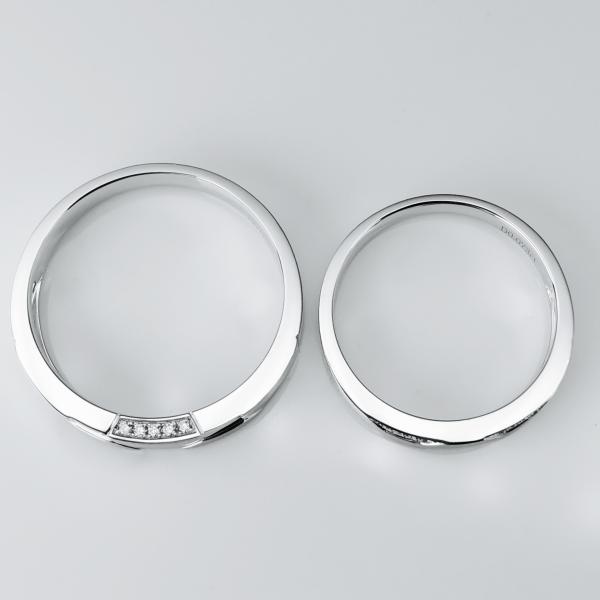 Geometric Graphic AU750 18k Gold Wedding Rings Couple White Gold